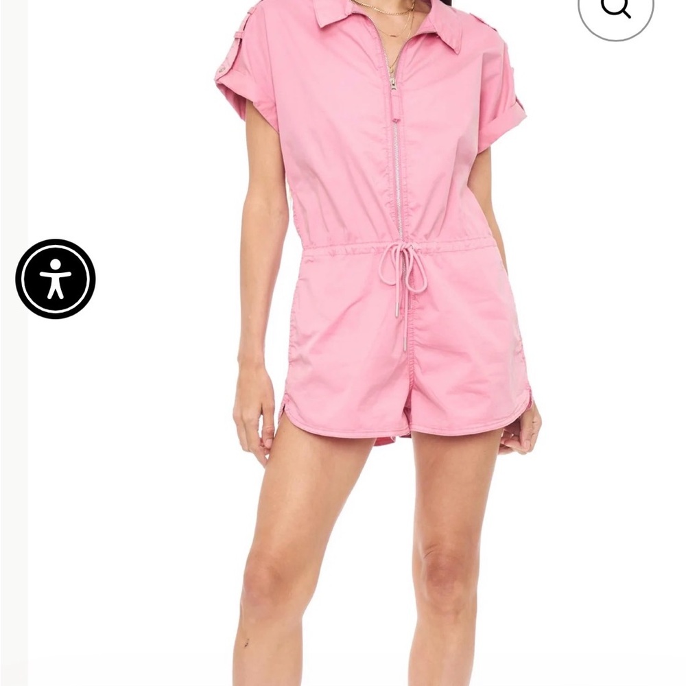 Pistola Meg Front zip romper in Flamingo